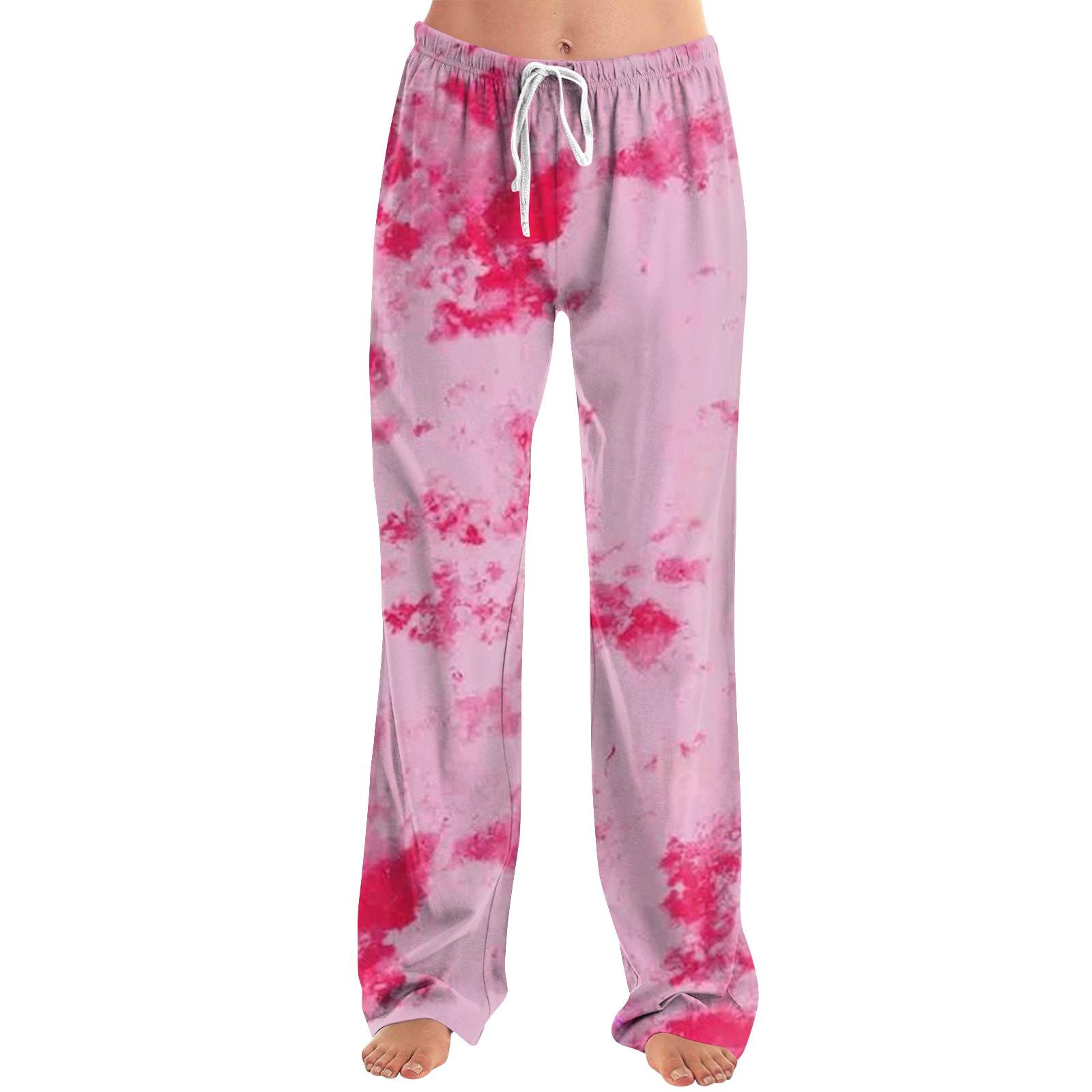 

Женские пижамные штаны, одежда для сна, повседневные брюки с эластичной резинкой на талии, удобные прямые свободные брюки для йоги L красный