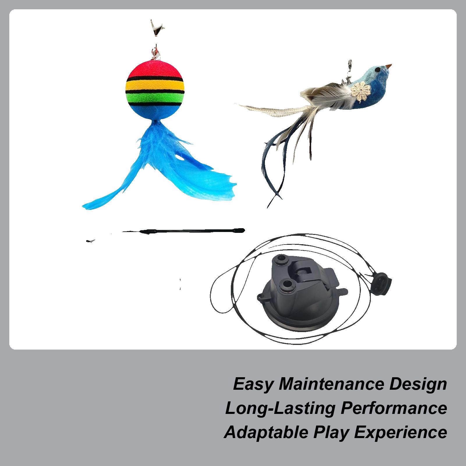 

Stimulating Cat Toys Interactive Cat Teaser Wand Bird Toys Handheld Teaser Suction Cup Wand Wall Mount Pet Supplies for Boredom CN