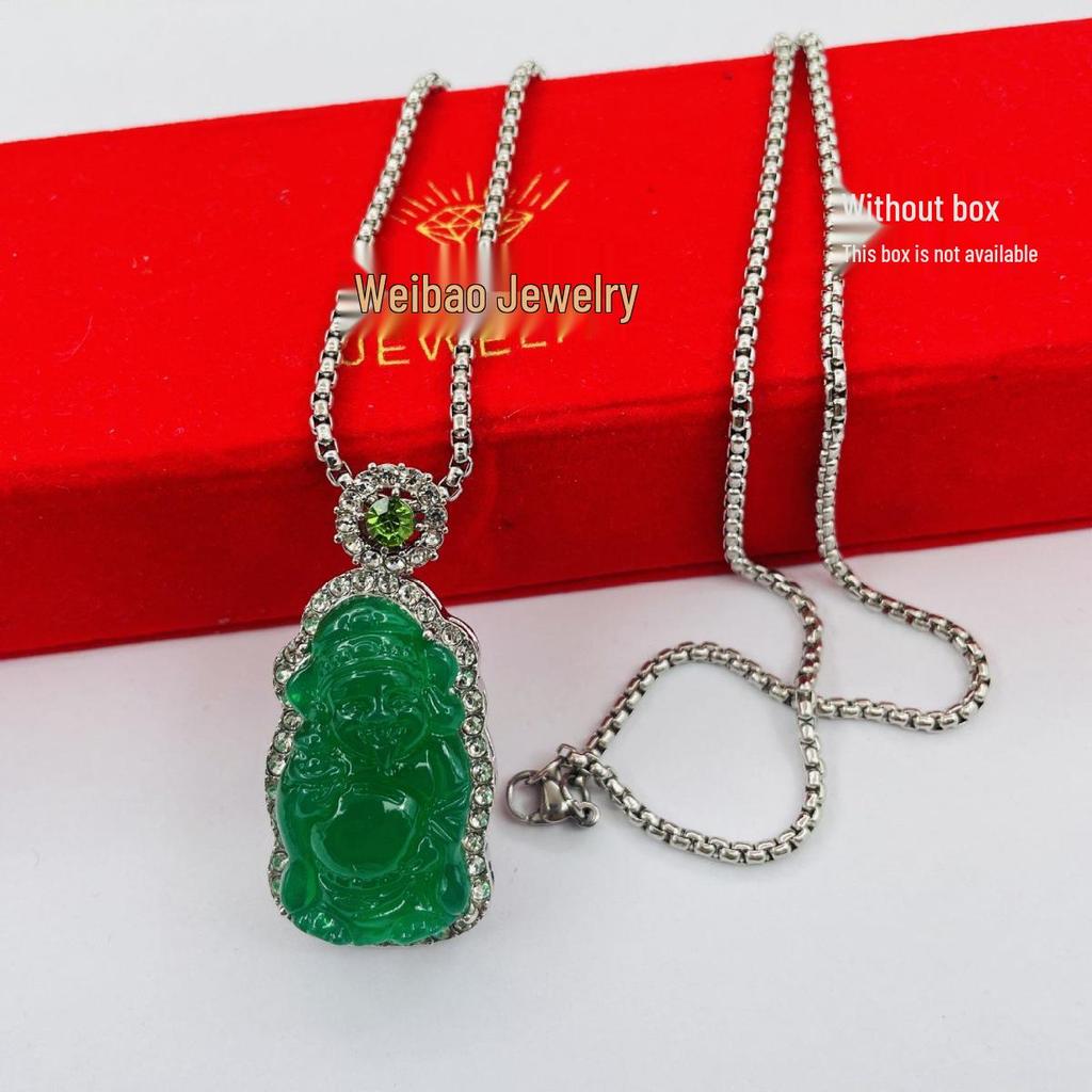 High-Quality Green Jade God of Wealth Pendant for Women