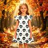 Kids Casual Halloween Printed Sleeve Dress for Party and Holiday
