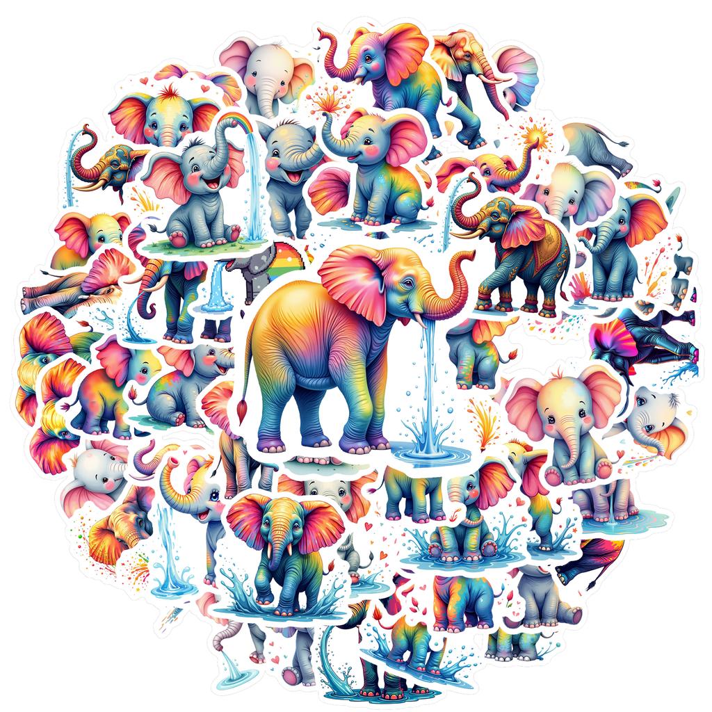 35pcs-70pcs Decals  multicolor Vinyl Stickers Elephant Stickers Animal Stickers for  instrument decoration suitcase decoration