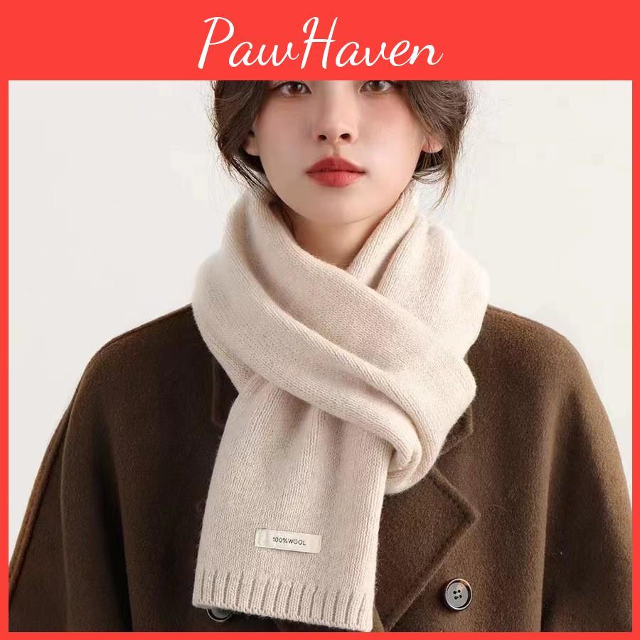 Wool Pure Australian Knitted Scarf New Style Solid Color Unisex Winter Warm