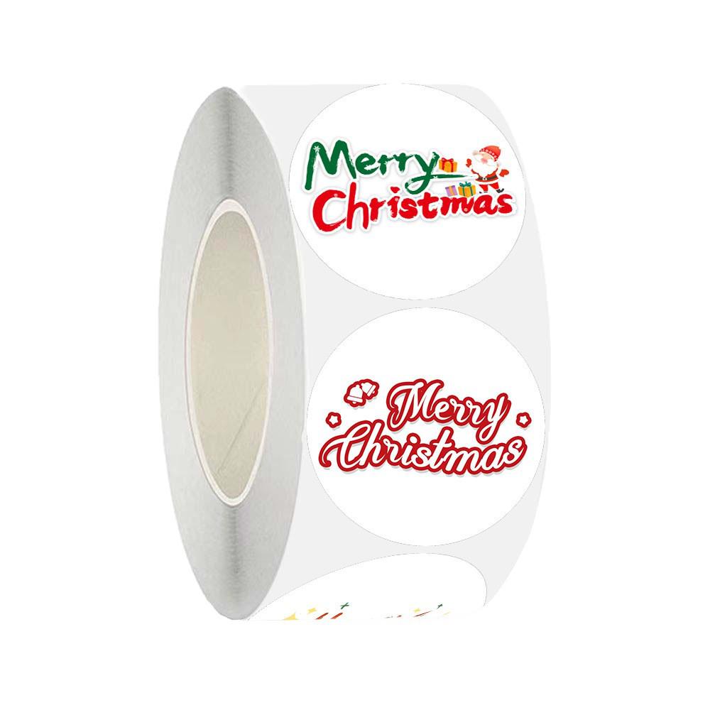 In-Stock Christmas Round Stickers - 500 Labels/Roll (2.5cm) for Gift Box Sealing