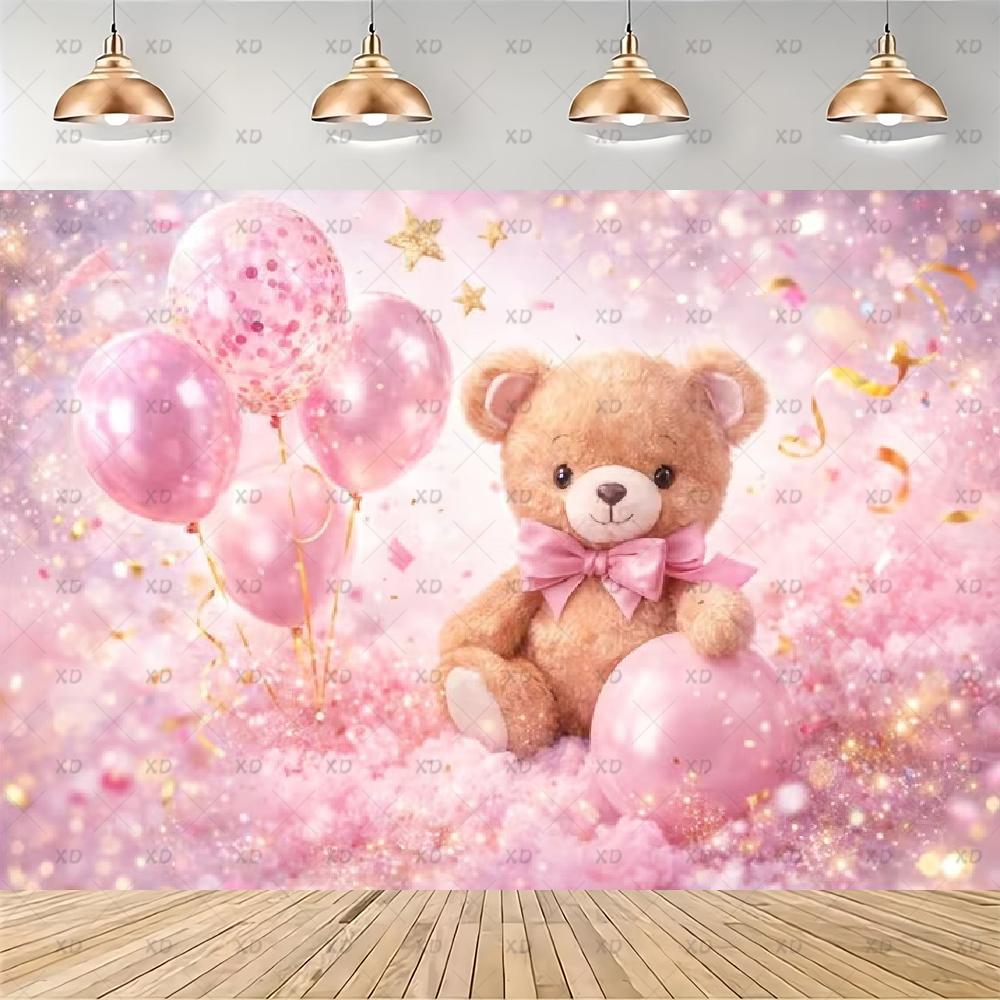 Pink Teddy Bear Photography Backdrop Sweet Dreamy Birthday Party Decoration Background Baby Shower Photo Booth Banner Supplies