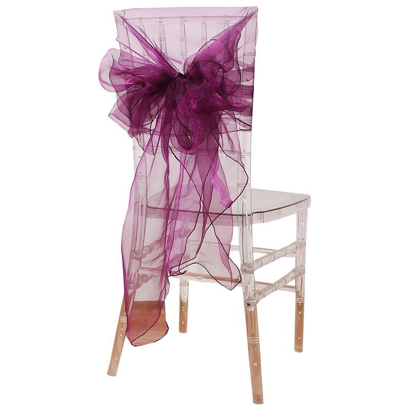 Sheer Organza Chair Sashes 275cm Wedding Chair Bows Back Veil Chair Cover Sashes for Bridal Shower Party Banquet Event 10Pcs Set