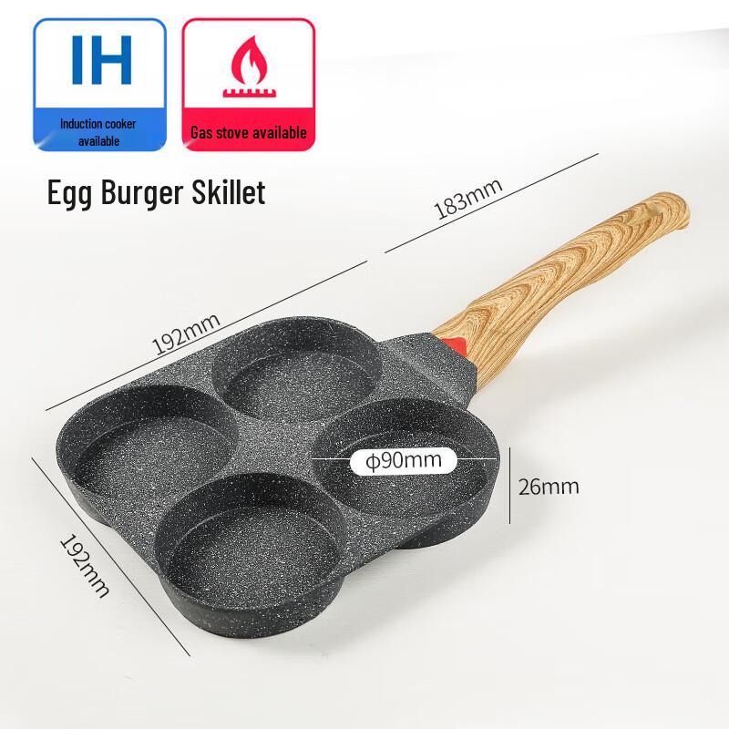 Temperature-Sensing Four-Hole Non-Stick Egg Frying Pan