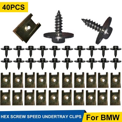 40pcs Universal Engine Shield Cross Screws U-Nut Clip Metal Nut Screw Fastener Screw Washers