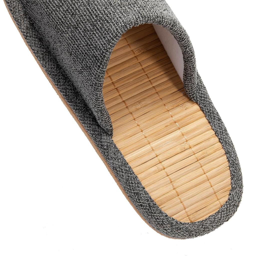 KUROO Bamboo Indoor Outer and Sizes Slippers, Cool, Non-Steamy, Quiet, Wear, Spring/Summer, Stitching, Gray, Women's Men's, 22.5cm-29.0cm