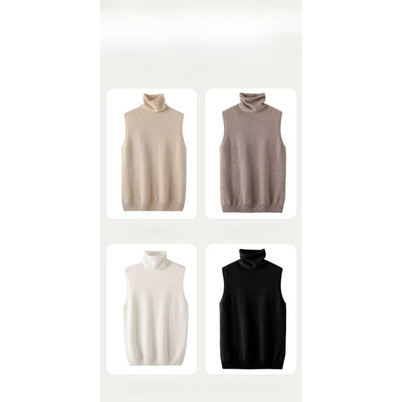 Women Wool Sleeveless Pullovers Turtleneck Sweater Waistcoat Wool Knitwear Spring Autumn Winter Fashion Vest