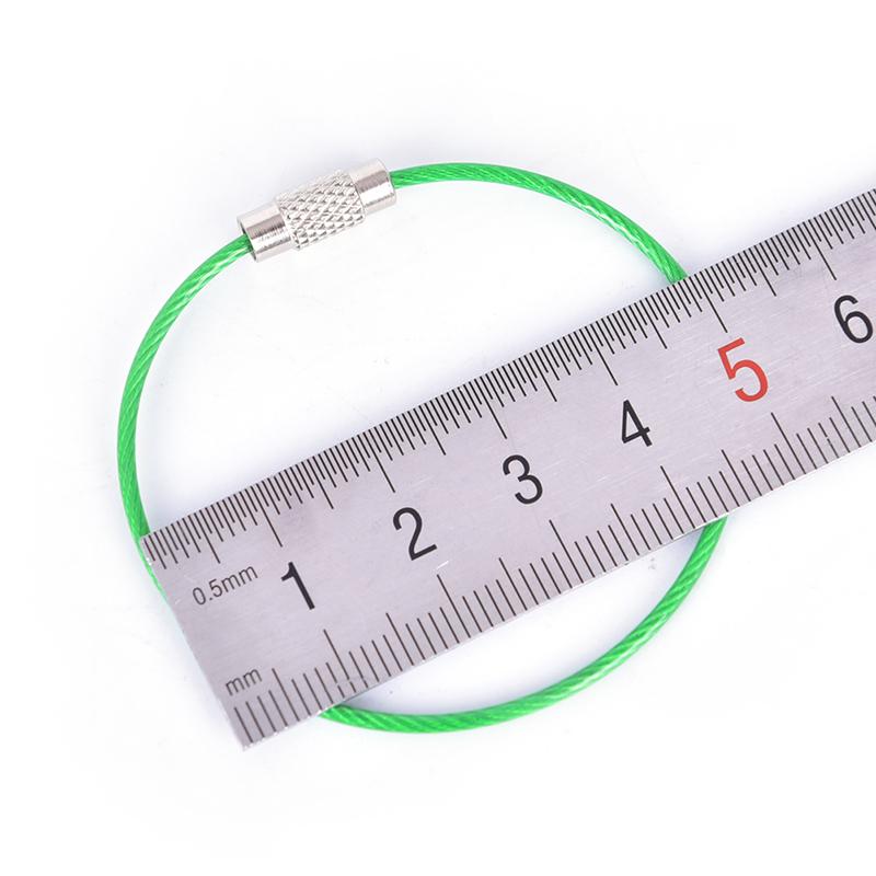 Stainless Steel Wire Keychain Keyring Circle Rope Cable Loop Screw Lock Gadget