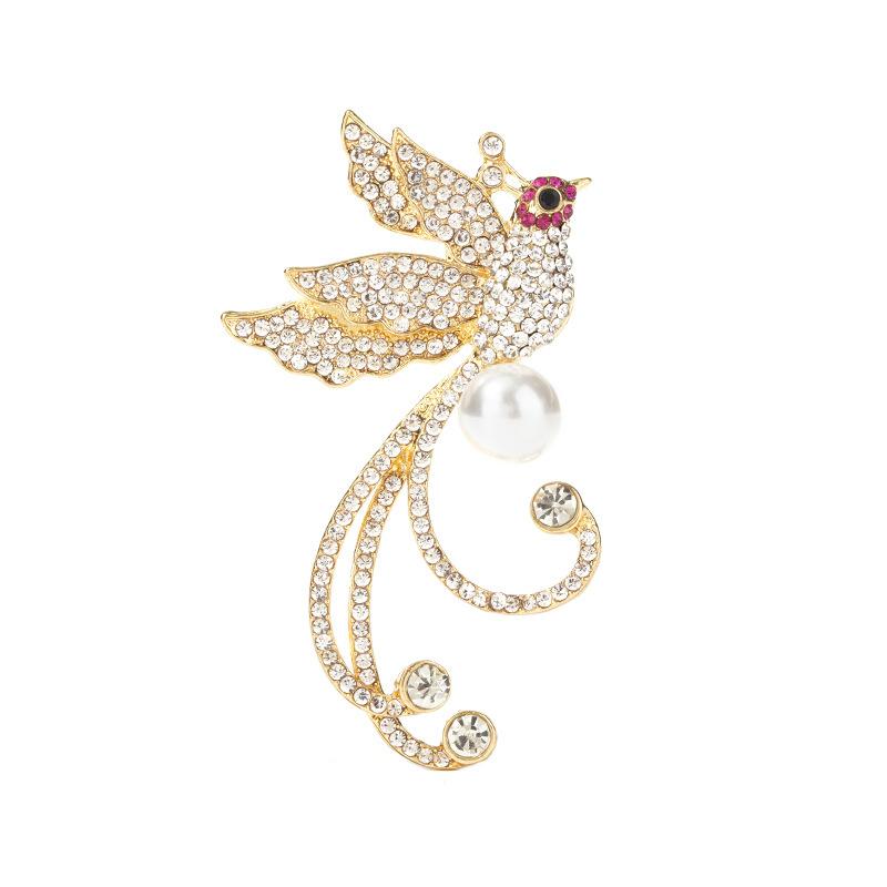 Niche High-end Feeling Phoenix Crystal Pearl Brooch Luxury Temperament High-end Chinese Style Corsage Suit Pin Female Tide