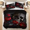 Fashion Gothic Skull Floral Duvet Cover Set Soft Breathable Hd Printing Bedding Set For Home Dorm Decor