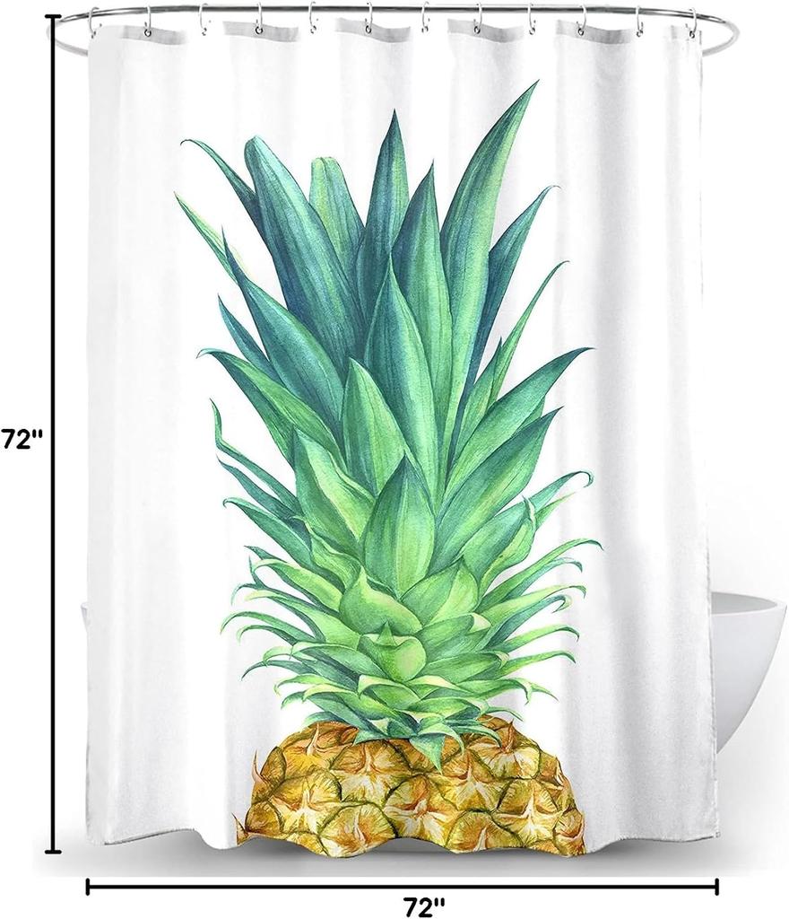 Pineapple Shower Curtain Watercolor Pineapple Tropical Fruit Green Yellow Polyester Fabric Bathroom Shower Curtain