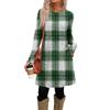 Women's Fashion Casual Dress With Pockets, Decorative Buttons,  Round Neck And Long Sleeves