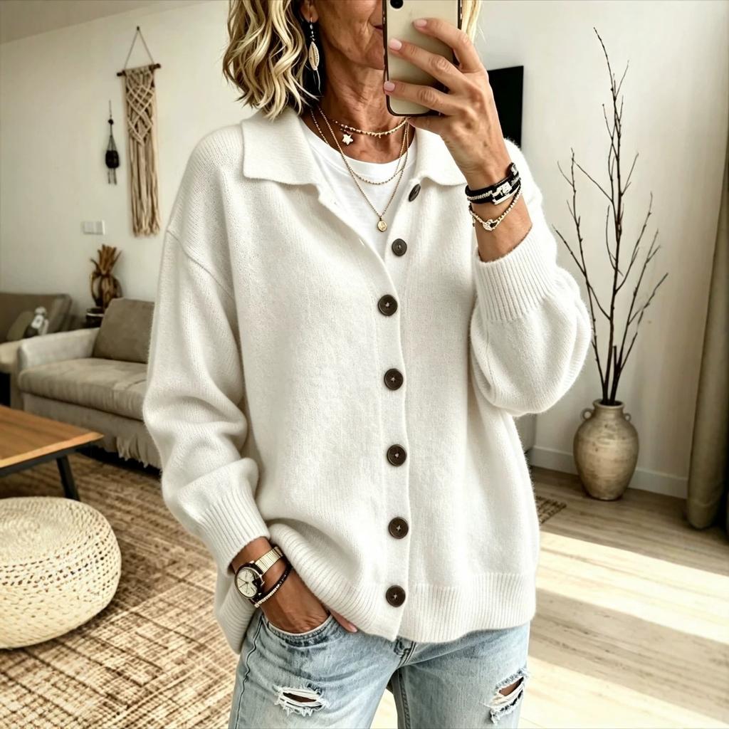 Dames gebreide vest trui met knopen aan de voorkant en reverskraag, Kleur Casual Herfst Winter