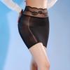 Sexy Lingerie Tight Glossy Bodycon Mini Dress Passionate Temptation No-Take-Off See-Through Plus Size Pure Desire Black Silk Min