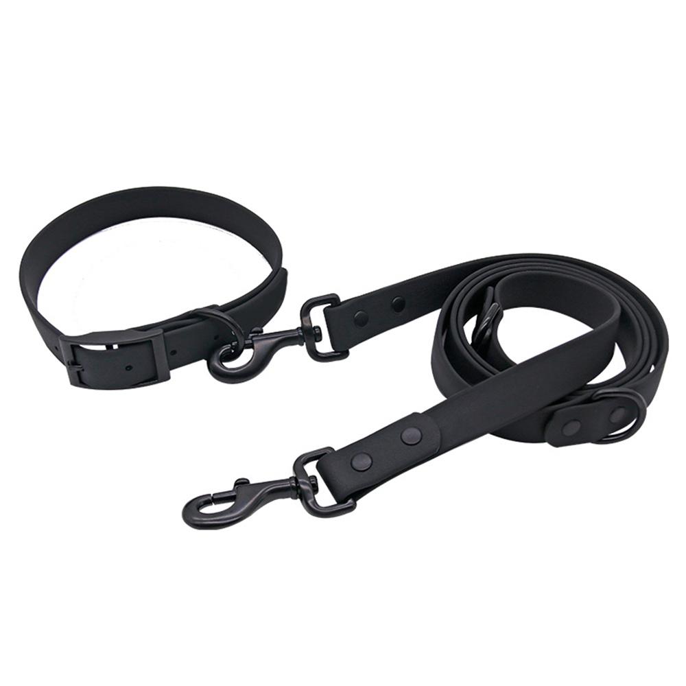 Multifunktionales PVC Haustierhalsband Leinen Set Verstellbares Wasserdichtes Hundehalsband Doppelkopfleine Outdoor Spaziergang Training Schleppseil
