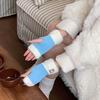 1Pair Fingerless Gloves Solid Color Plush Warm Knitted Soft Half-Finger Flexible Cold-proof