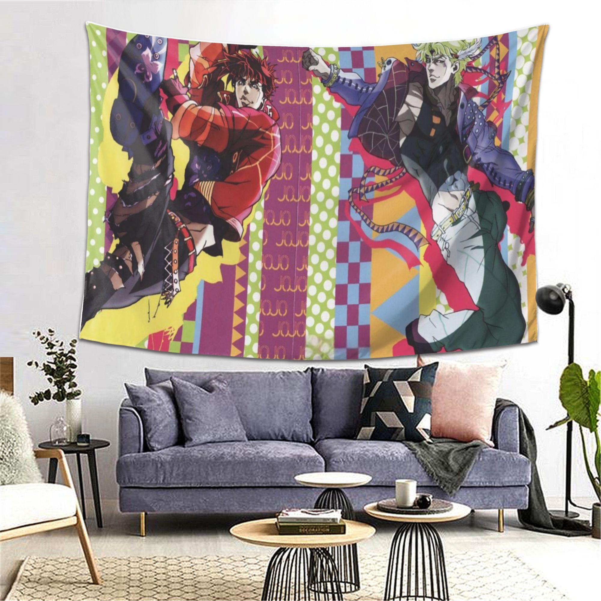 

1pc vibrant anime battle tapestrycolorful character illustrations with electric guitar and microphone anime room decoration 74x94cm(29x37in)