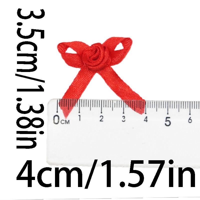 (50pcs/bag) 3.5*4cm Rose Polyester Handmade Single Face Stain Bows for Christmas Gift Wrap Solid Color Hair Accessory Bows