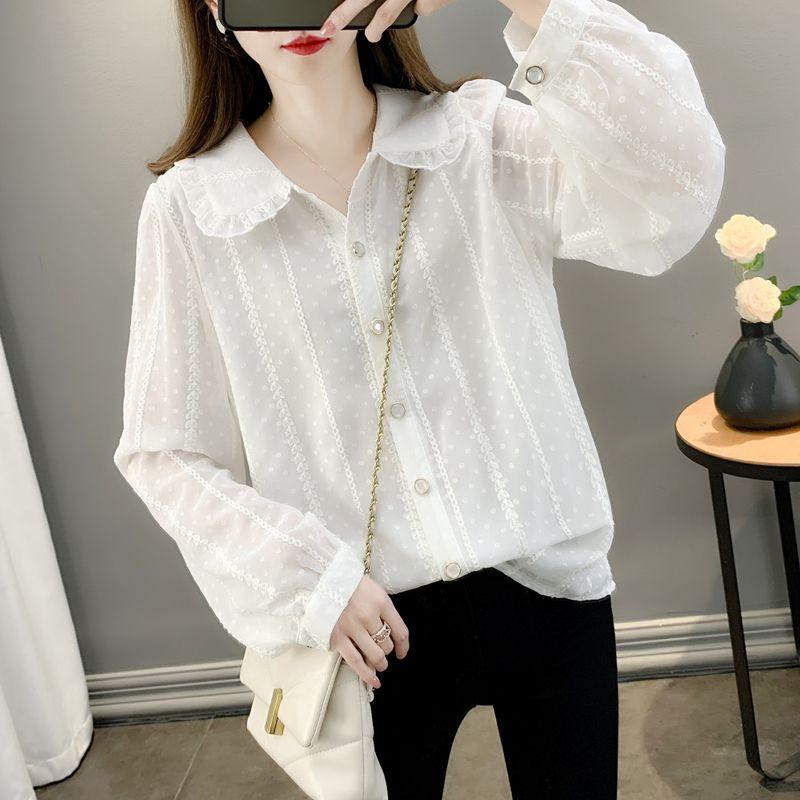 

Белая рубашка женская осенняя тонкая с длинным рукавом свободного кроя однотонная модная блузка повседневные топы универсальная XXXL белый