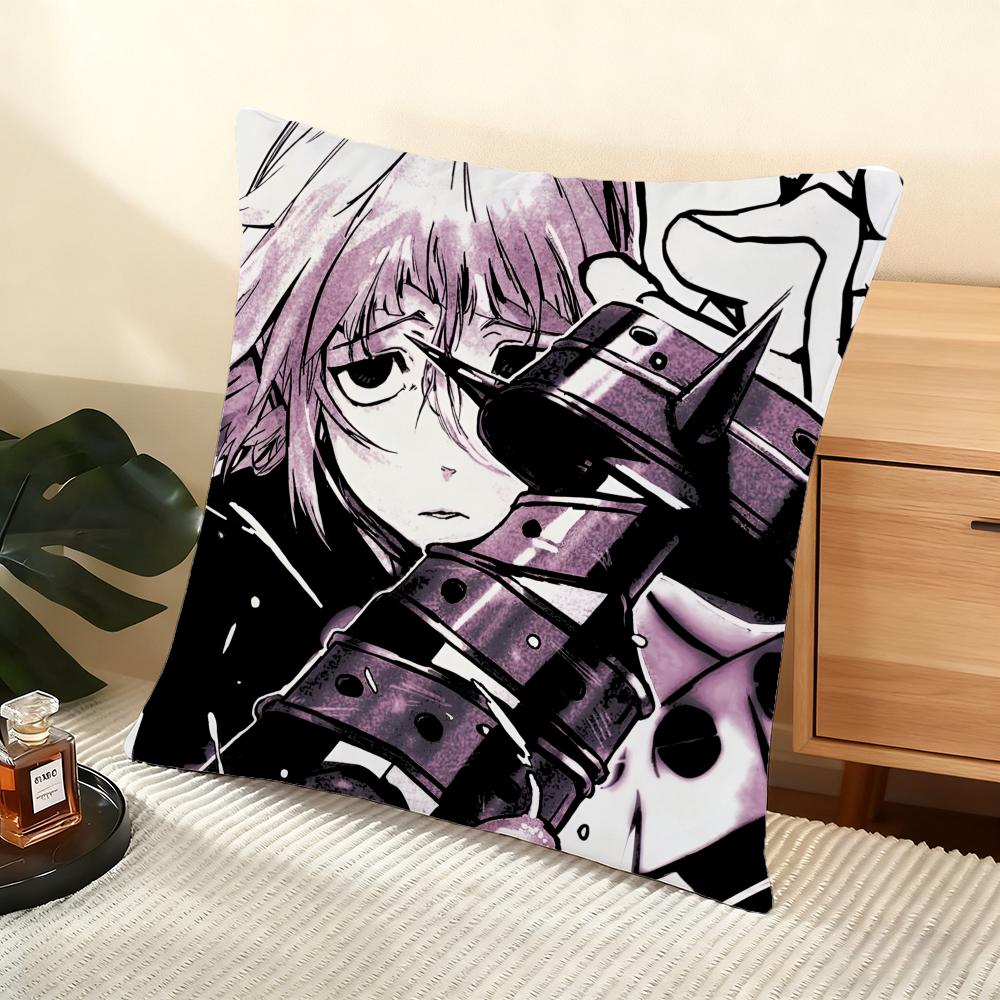 Anime SSoul Eater Cushion Cover Soft Short Plush Pillow Cover Smooth Cozy Texture Aesthetic Cushion Case Home Decor