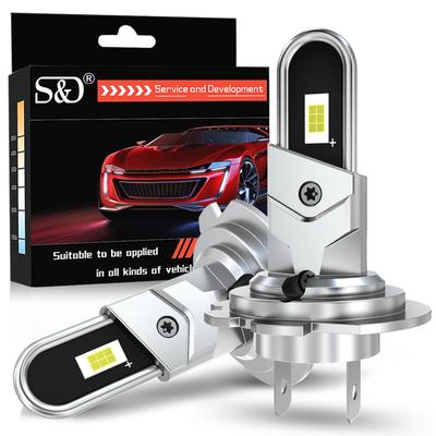 2Pcs H4 H7 CSP LED Headlight Bulbs Mini Fanless U-Shaped Copper Tube H11 H8 9005 HB3 9006 HB4 Headlamp Fog Light 25000Lm Car Wireless Lamp 6000K White