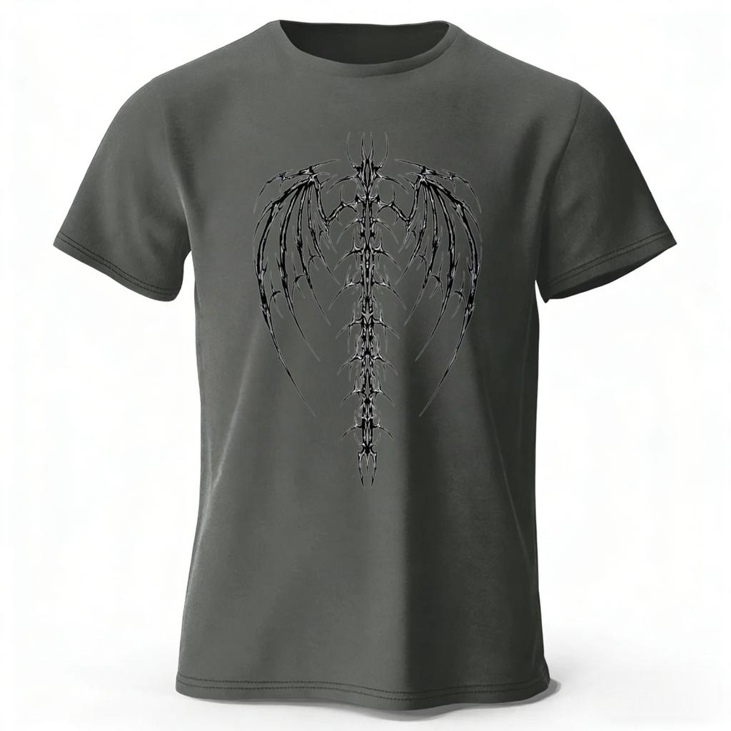 New Dark Devil Spine Print Pure Cotton Short Sleeved Menswomens Loose Soft and Comfortable Tshirt for Street Fashion Top