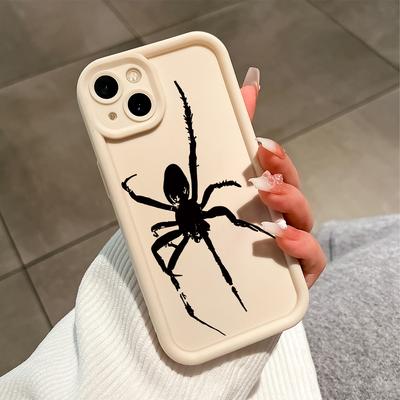 Creative Black Spider Pattern Phone Case for iPhone Samsung Galaxy Xiaomi Redmi POCO HUAWEI Honor Shockproof Rubber Soft Flexible Cover Casing