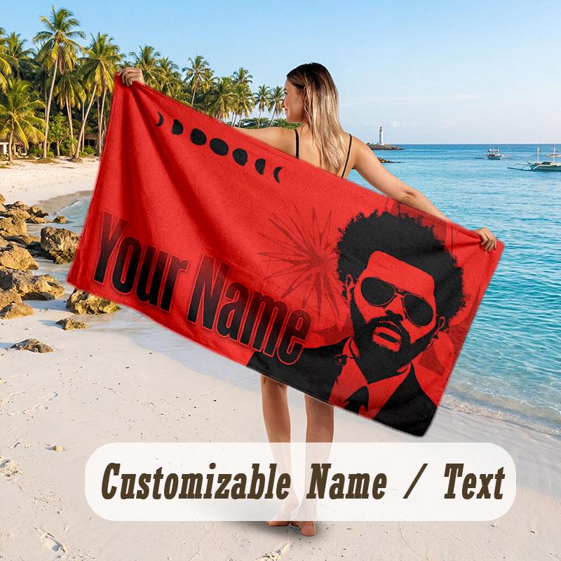 Custom Name Large Beach Towel,The Weeknd Quick Absorbent Towel For Outdoor Travel Poolside