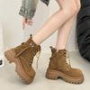 Simple women's shoes new platform Martin boots women's 2025 matte muffin lace-up small locomotive retro short boots