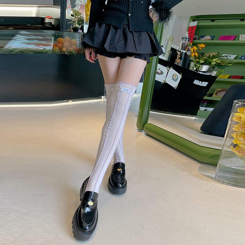 Frühling Sommer Schöne Und Bequeme Für Frau Spitze Etikett Kniehohe Schlauchsocken Ultra-dünne Strümpfe Kniehohe Frottee Oberschenkel Socken