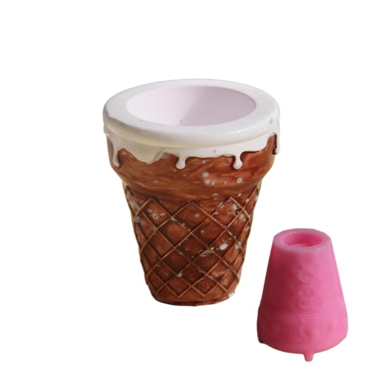 Melting Ice Cream Shape Silicone Mould Plasters Cup Candle Concrete Crafting Reusable Artisanal Tool