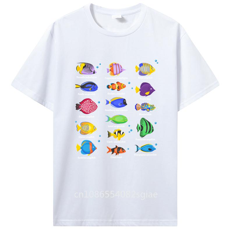 Types of Fishes Fish Water Species Fishing T-Shirt Men Cotton Tshirt Tees Tops Harajuku Streetwear