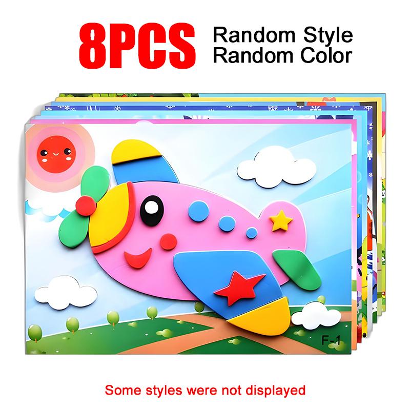 8/16Sheets Assorted Cartoon 3D EVA Foam Sticker Set Animal Vehicle Patterns Handmade DIY Stickers School Rewards Stationery ZYF