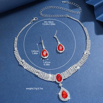 Source Manufacturer Cross-border Exclusive Temperament Inlaid Full Diamond Necklace Earrings Two-piece Set New