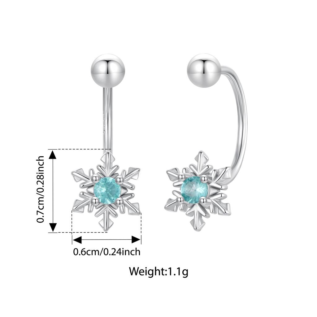 Bamoer 925 Sterling Silver Snowflake Moon Jewelry Set Crystal Blue Front-Back Stud Earrings Earrings for Women Winter Xmas Gift
