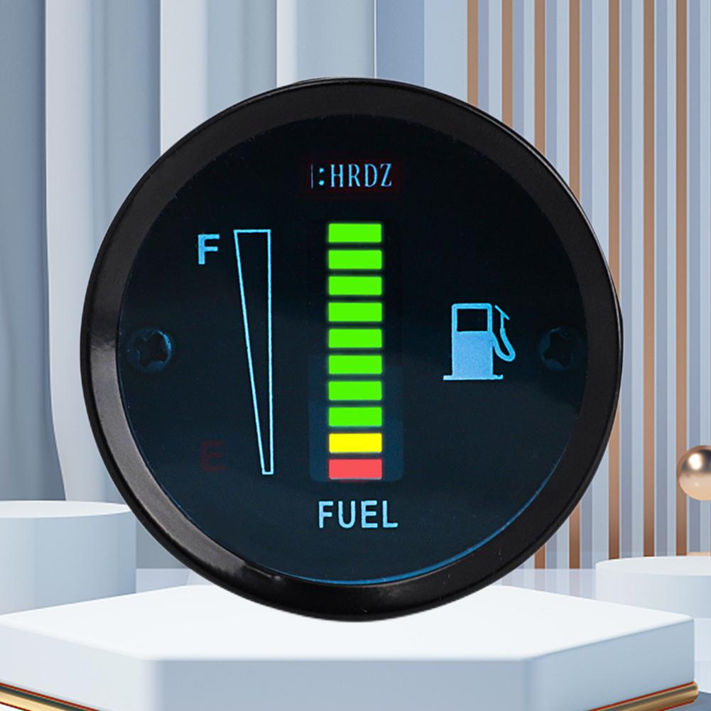 12V Fuel Level Indicator 10 LED 2Inch Gasoline Level Gauge High Precision Electronic Fuel Meter for Car Motorcycle SUV ATV Truck