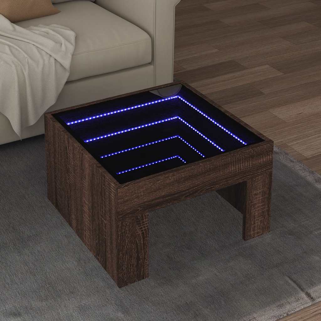 Infinity LED Coffee Table in Brown Oak Effect 50x50x30 cm