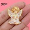 Delicate Angel Shape Pin Little Brooch for Women, Cute Guardian Holding Heart Lapel Backpack Decoration Pins with Wings, Clothing Accessory