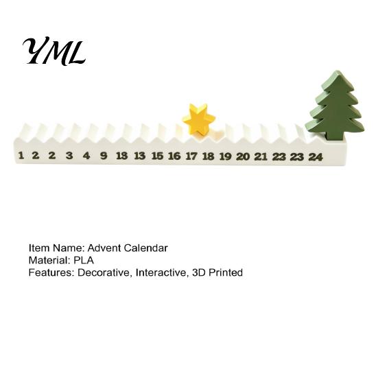 Creative Festive Countdown 3D Printed Star Christmas Calendar, 24-Day Moving Advent Seasonal Calendar Decoration for Kids Room Desk, Holiday