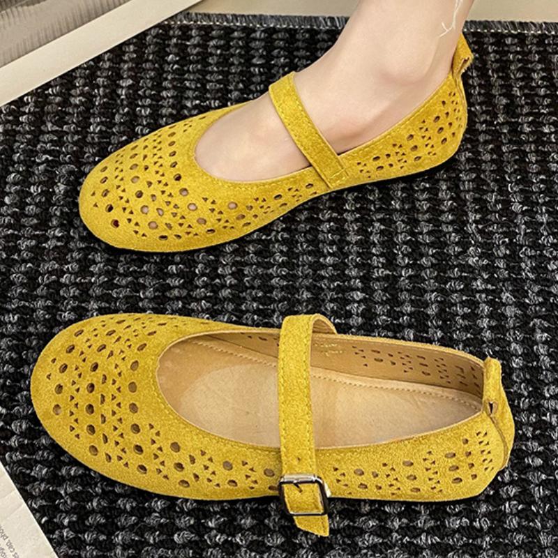 Fashion Hollow Women Flats Shoes Fashion Shallow Buckle Sandals Summer Trend 2025 New Walking Soft Shoes Party Dress Sandalias De Mujer