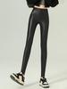 Jambiere din piele subțire din catifea Pantaloni stretch cu talie înaltă Pantaloni elastici Femei Negri Sexy Keep Thermal Pantaloni