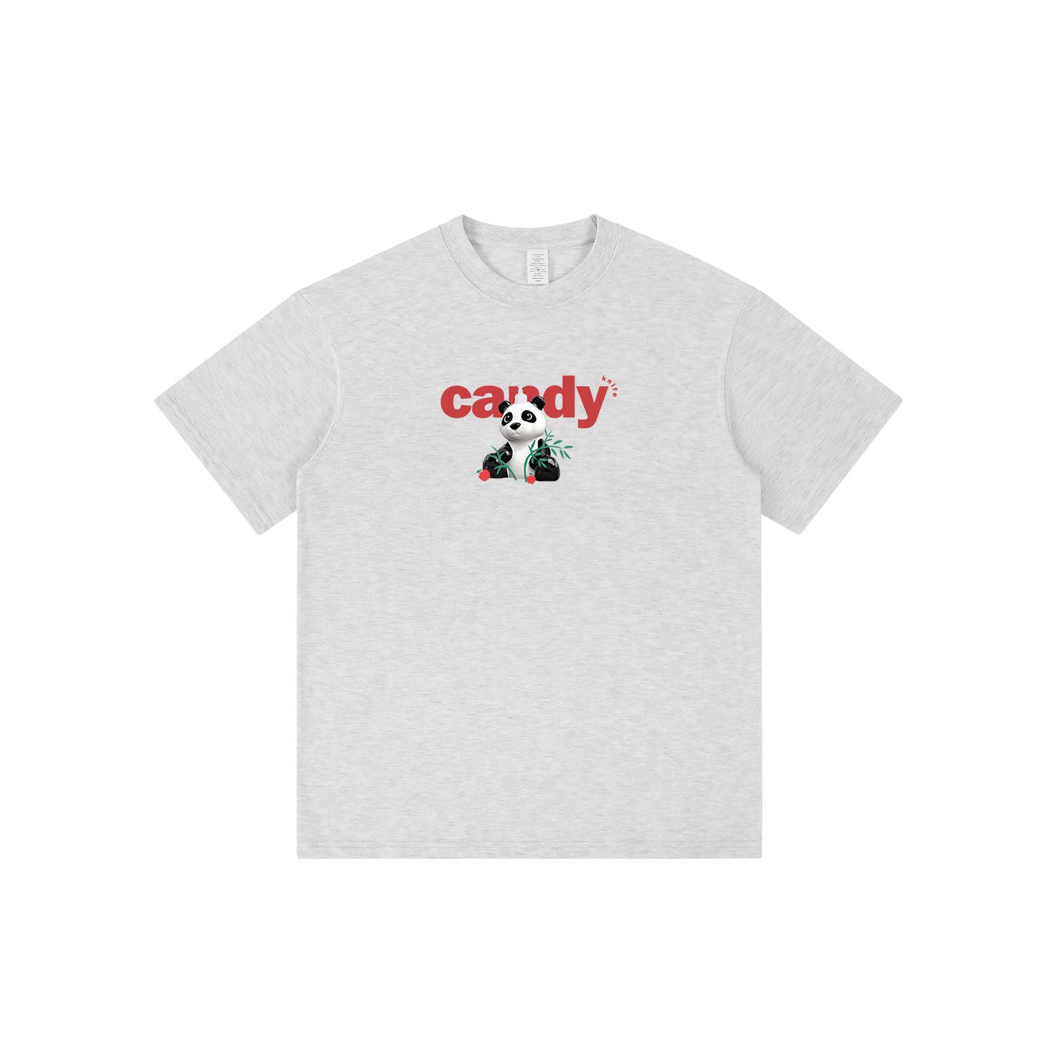 

Cute Panda Print Unisex Loose Cotton T-Shirt - Short Sleeve, Round Neck for Students & Couples S білий