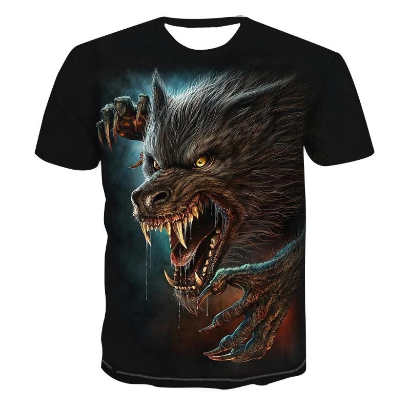Fashion 3D Wolf Printed T-Shirts for Men/Women Personality Cool Printing Graphic Tee Shirt Unisex Short Sleeve T-shirt Plus Size
