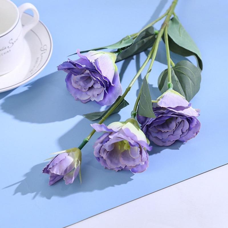 

3 шт. розы Эустома искусственный шелковый цветок Европейская искусственная Флоре для дома и сада украшение свадебной вечеринки светло-фиолетовый