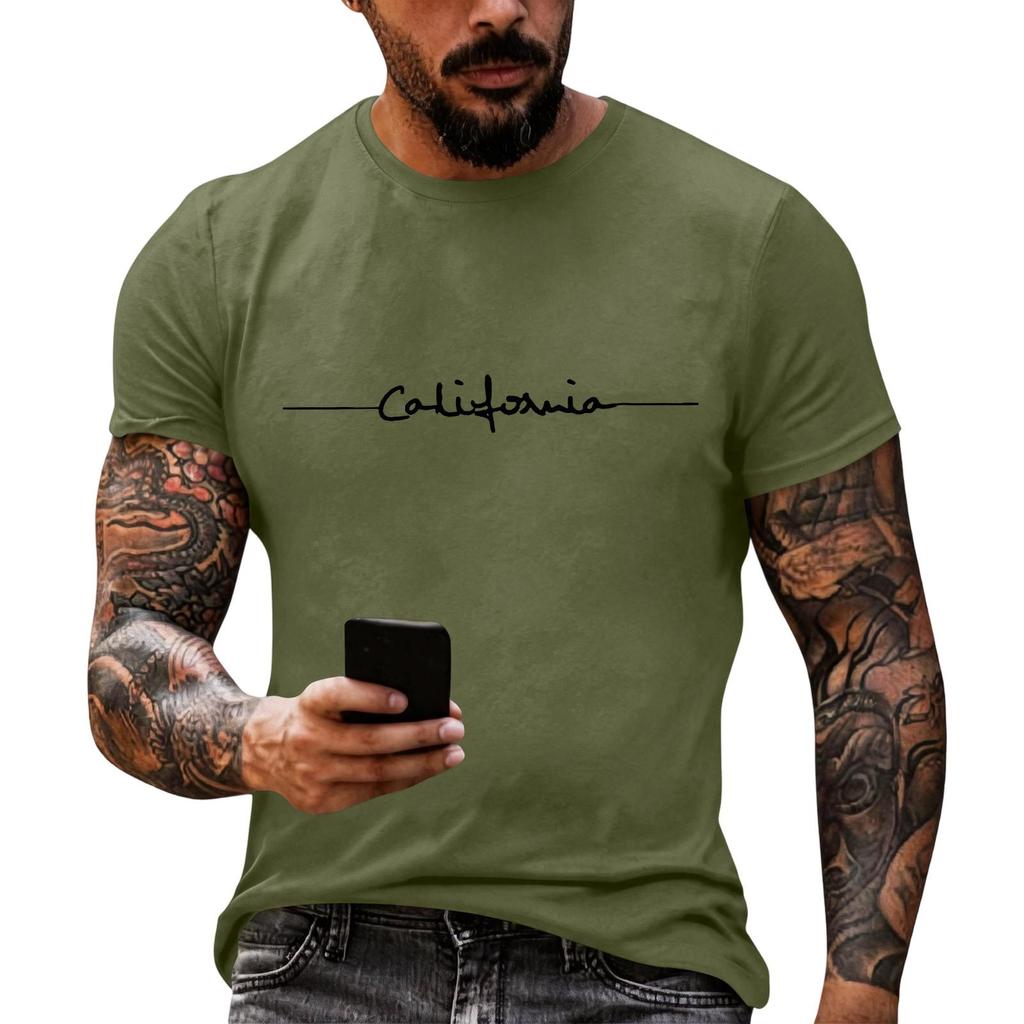 Men's Printed Graphic T-Shirt, Casual Loose Fit Short Sleeve Tee Top