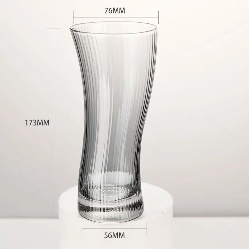 

Creative Crystal Beer Glass Ins Wind S-shaped Milk Beverage Juice Household Glass Cup Insulation and Anti Scalding 301-400ml