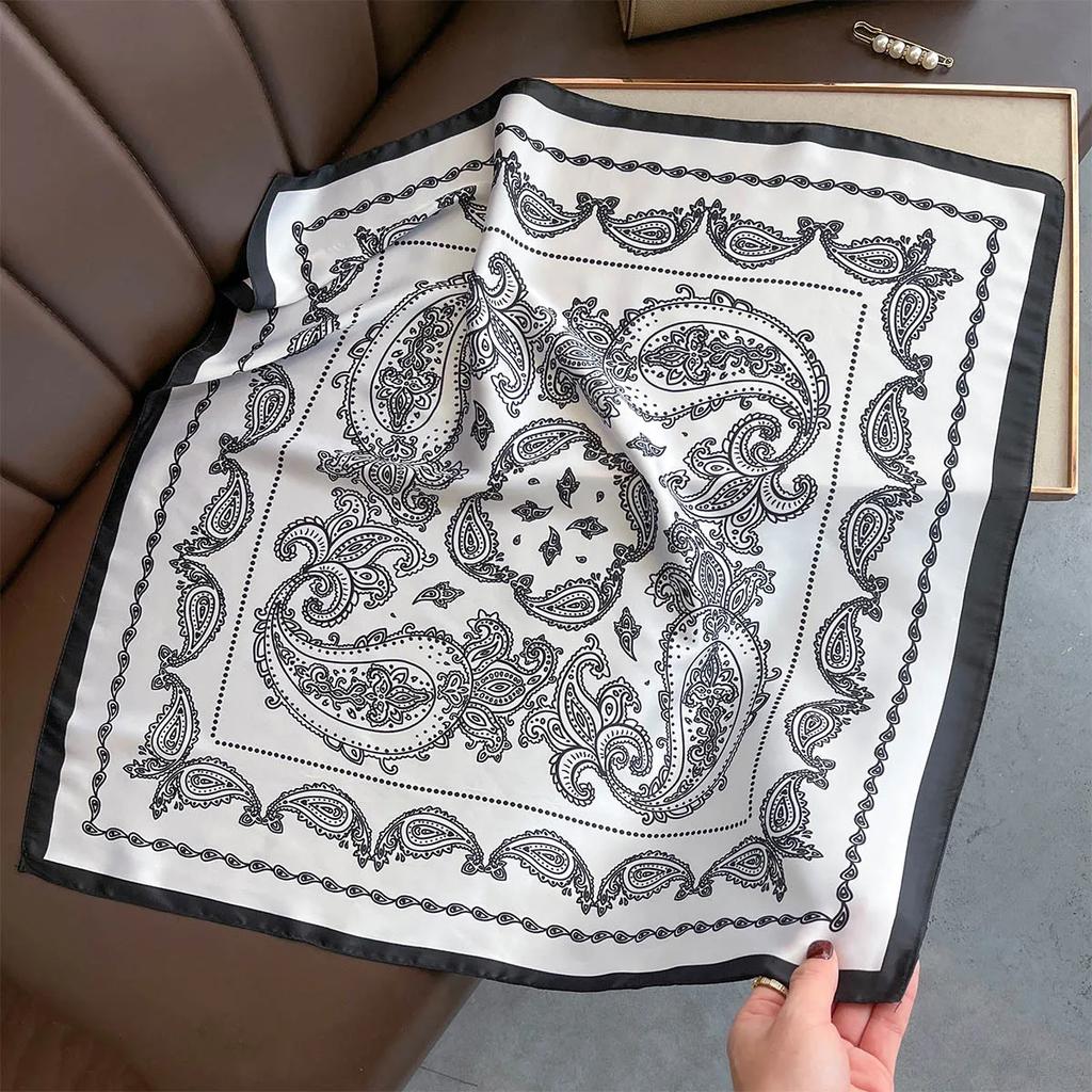 Imitation Silk Scarf Women Hair Bands Neck Wraps Ribbon Square Hijab Scarves Bandana Fashion Print