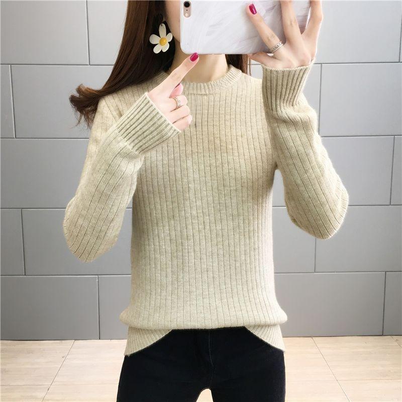Women Elegant Thicken Velvet Lined Sweater Winter Warm Sueter Fleece Knitted Pullover Slim Round Neck Knitwear